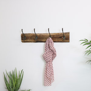 Metal Coat Hooks with Wooden Base
