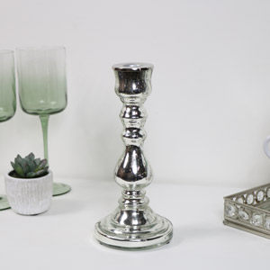 Metallic Silver Candle Holder