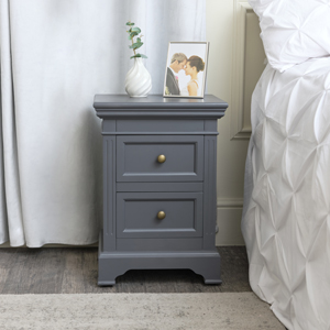 Midnight Grey Two Drawer Bedside Table