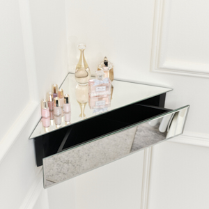 Corner shelf shop with mirror