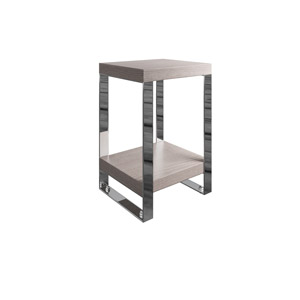 Oak Grey And Chrome Side Table / Bedside Cabinet  - Ezra Range