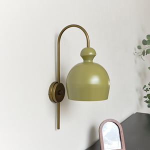 Olive Green and Brass Wall Light