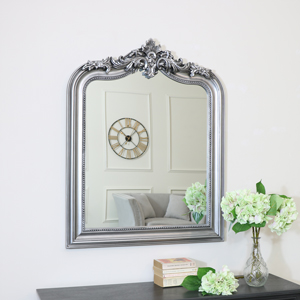 Ornate Arched Silver Wall Mirror 80cm x 100cm