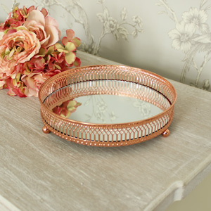 Ornate Copper Mirrored Tray 20cm x 20cm