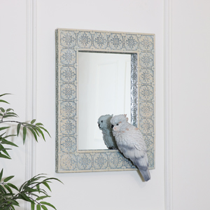 Ornate Cream Parrot Wall Mirror