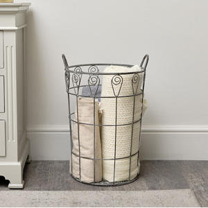 Rustic Grey Laundry Storage Basket 