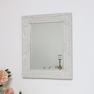 Ornate Taupe Wall Mirror with Bevelled Glass 52cm x 42cm