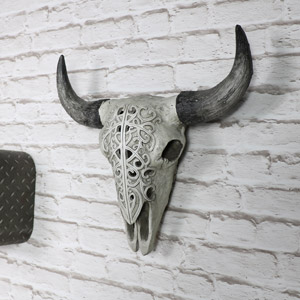 Ornate Wall Mounted Buffalo Skull