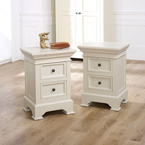 Pair of 2 Drawer Taupe-Grey Bedside Chest Cabinets