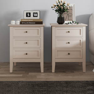 Pair of 3 Drawer Bedside Tables