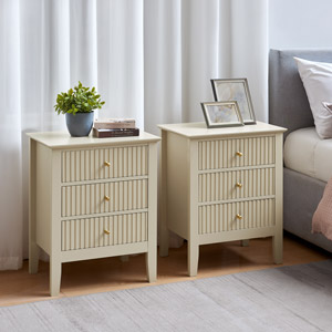 Pair of 3 Drawer Bedside Tables