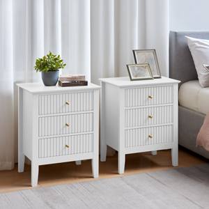 Pair of 3 Drawer Bedside Tables