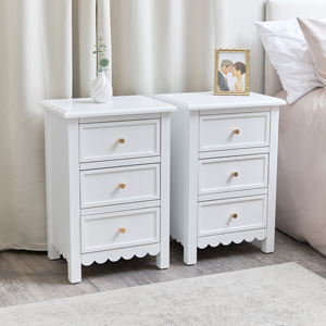 Pair of 3 Drawer Bedside Tables