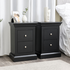 Pair of Black 2 Drawer Bedside Tables