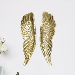 Pair of Large Silver Metal Angel Wings