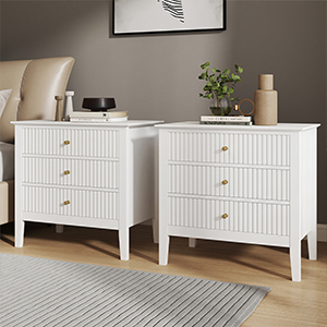 Pair Of Large 3 Drawer Bedside Table