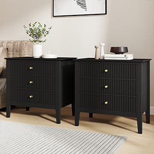 Pair of Large 3 Drawer Bedside Tables