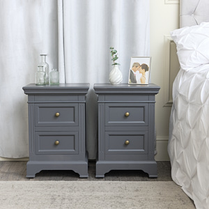 Midnight Grey Two Drawer Bedside Table