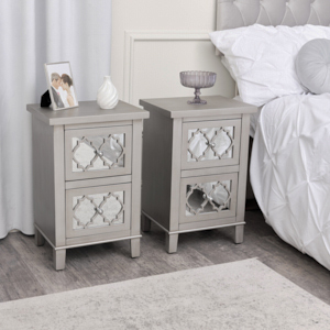 Pair of Silver Mirrored Bedside Tables