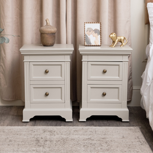 Pair of Taupe-Grey Two Drawer Bedside Tables