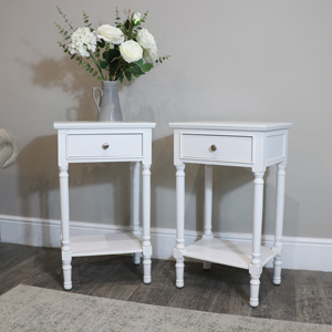 Pair of White 1 Drawer Bedside/Side Tables 