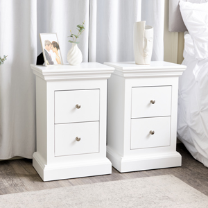 Pair of White 2 Drawer Bedside Tables