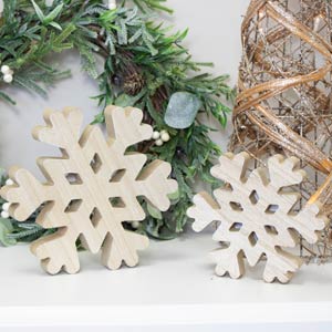 Pair of Wooden Snowflake Ornaments