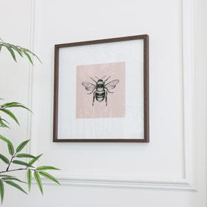 Green Bee Wall Picture Frame Print 40cm x 40 cm