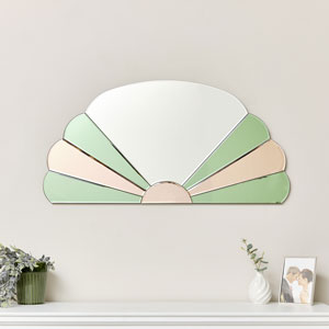 Pink & Green Arched Art Deco Wall Mirror