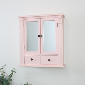Pink Mirrored Bathroom Wall Cabinet