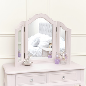 Pink Tabletop Triple Vanity Mirror