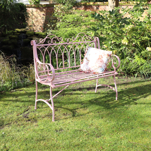 Pink Metal Garden Bench