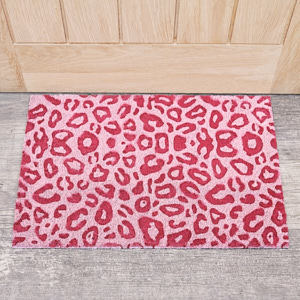 Pink Leopard Print Door Mat