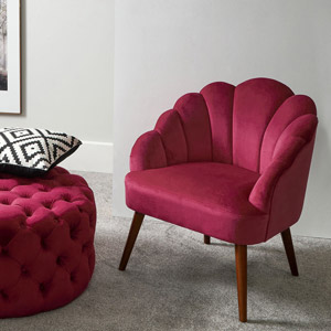 Raspberry Pink Velvet Shell Chair