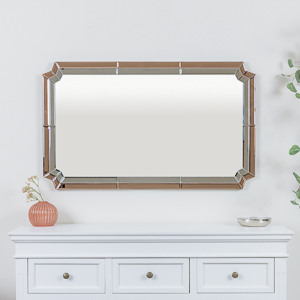 Rectangle Pink Glass Art Deco Wall Mirror