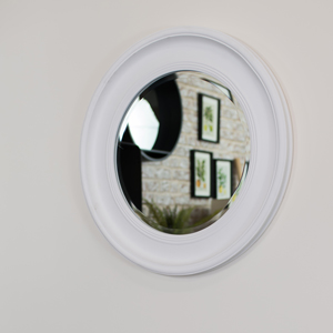 Round Vintage White Wall Mirror