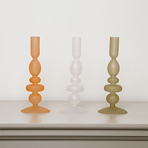 Rust Orange Frosted Glass Candle Holder - 27cm