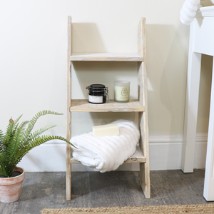 Rustic Wooden Ladder Shelf Unit