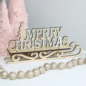 Rustic Wooden \\\'Merry Christmas\\\' Sleigh