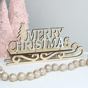 Rustic Wooden \'Merry Christmas\' Sleigh