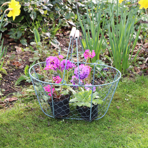 Sage Green Metal Garden Storage Trug Basket