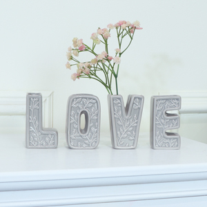 Set of 4 Grey Love Vases
