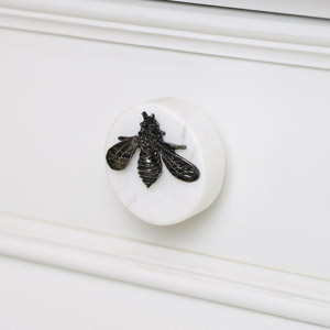 Silver Bee Marble Drawer Knob