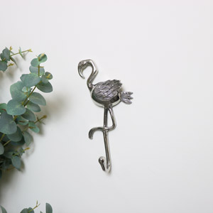 Set of 3 Silver Flamingo Wall Hooks