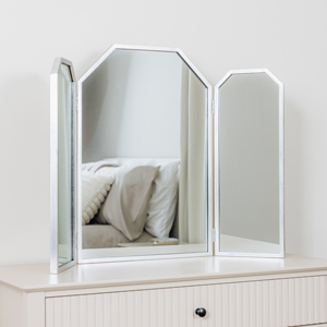 Silver Hexagon Triple Dressing Table Mirror