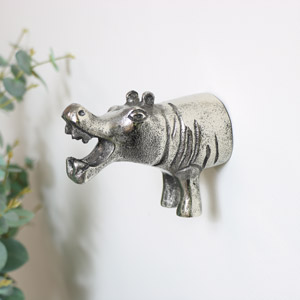 Silver Hippo Wall Hook 11.5CM X 9CM
