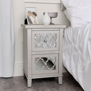 White Mirrored Bedside Table Sabrina White Range