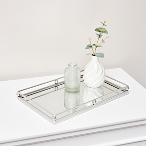 Silver Rectangle Mirrored Display Tray