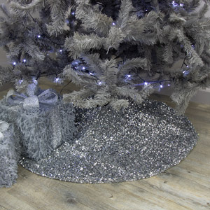 Silver Sequin Christmas Tree Skirt 