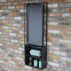 Slim Industrial Wall Unit with Mirror